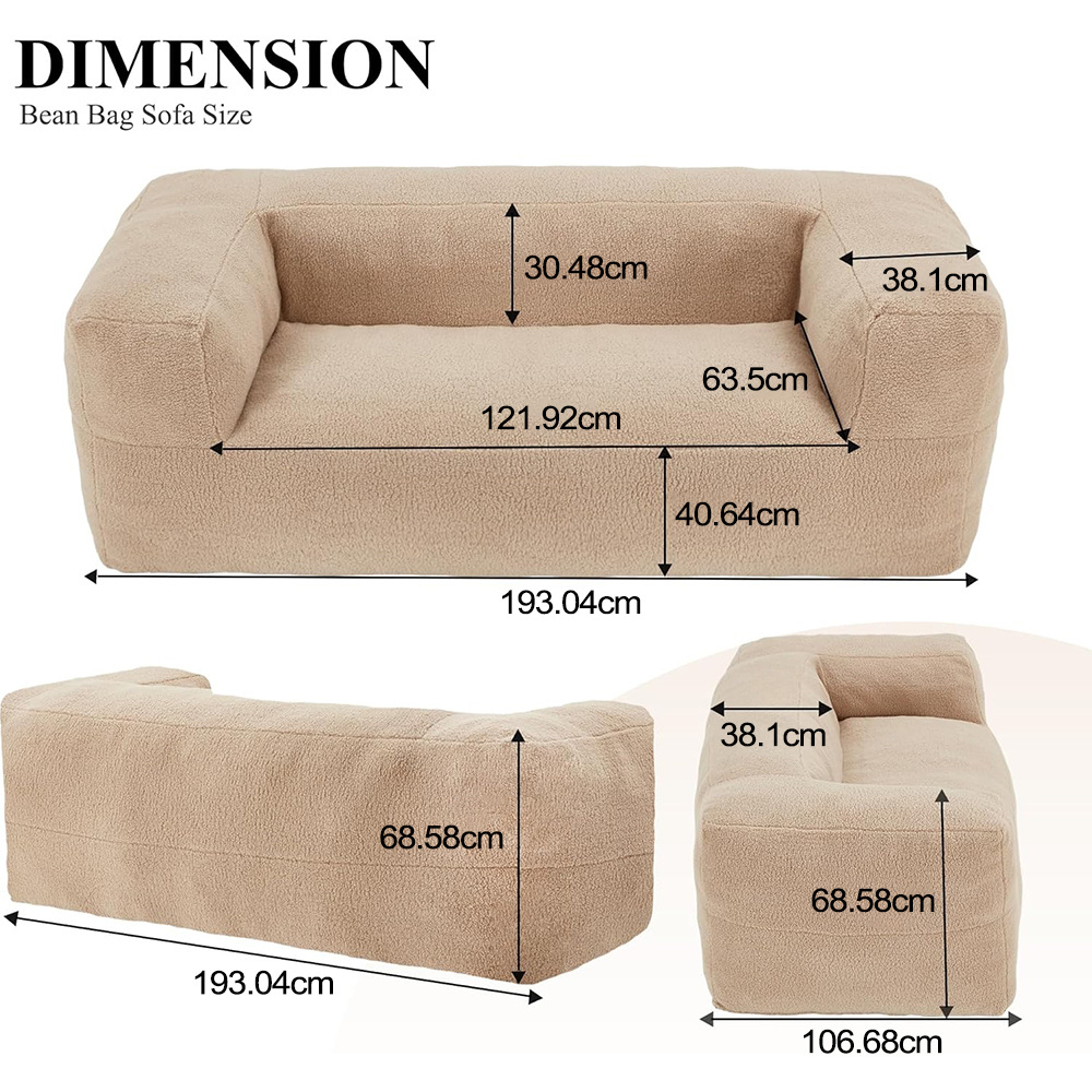 Living room sofas fabric chair modern rectangle soft lazy bean bag with ottoman lazy floor sofa couch