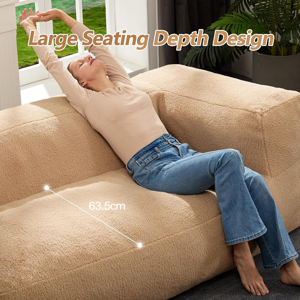 Living room sofas fabric chair modern rectangle soft lazy bean bag with ottoman lazy floor sofa couch