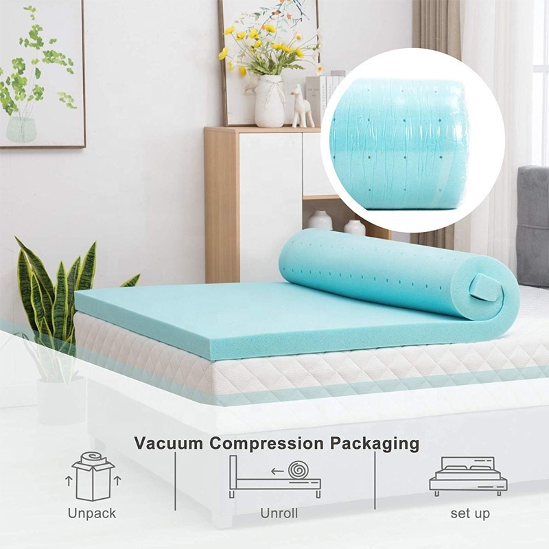 Customized 2 3 4 Inch sleep easy cooling gel ventilated mattress topper gel memory foam swirl gel cooling memory foam mattress t