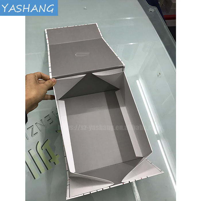 Rigid rectanggle folding paper for dress handle custom white paper box with lid cardboard packaging small magnetic box