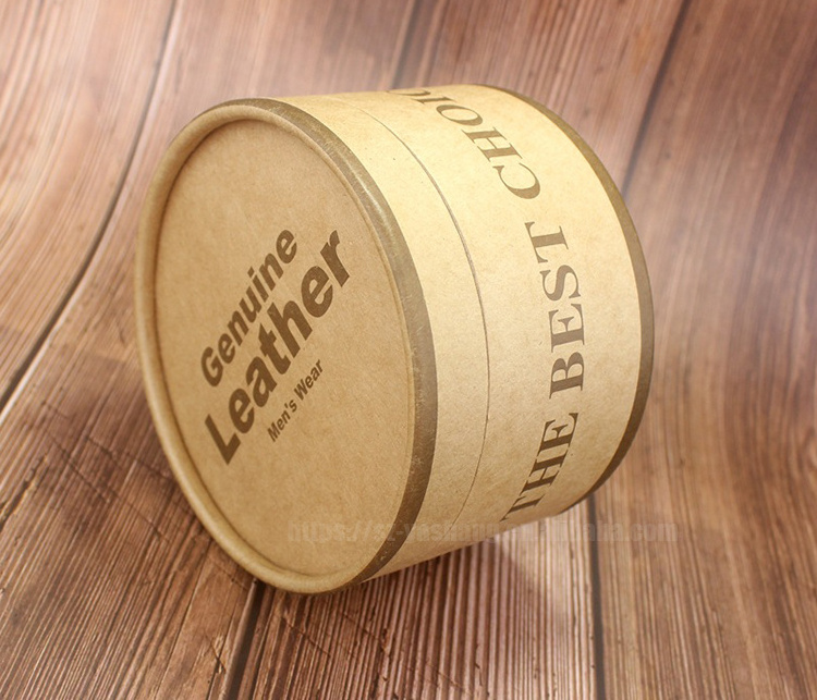 Leather gift mailer packaging kraft paper round box for dress with tube lid custom shipping gift box