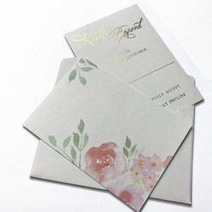 Printing white envelope customized greeting card sets gold wedding invitations