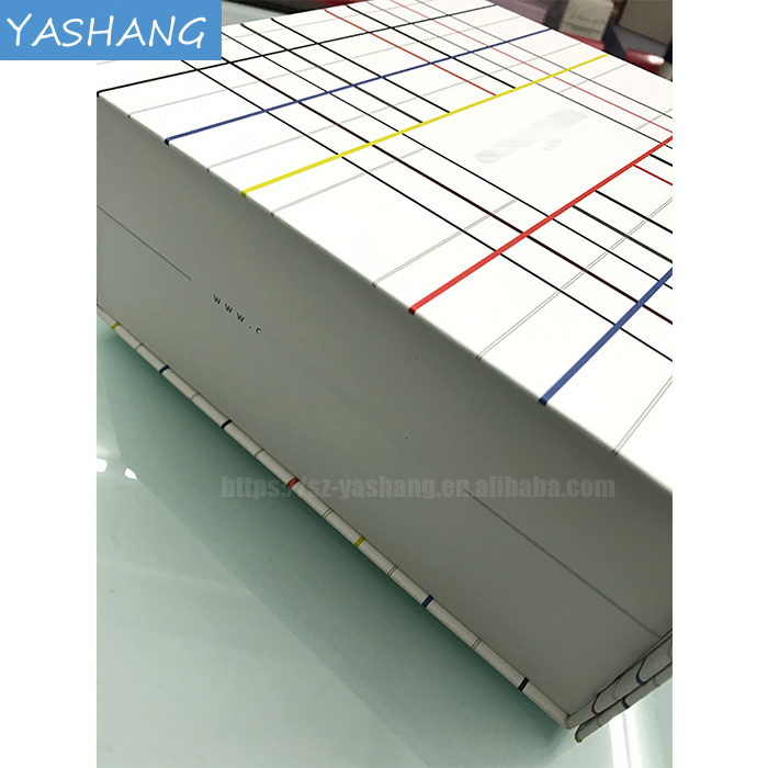 Rigid rectanggle folding paper for dress handle custom white paper box with lid cardboard packaging small magnetic box