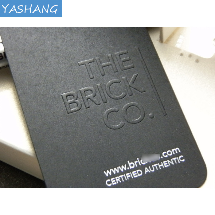 3D letterpress printing business card with sliver foill logo design black paper card