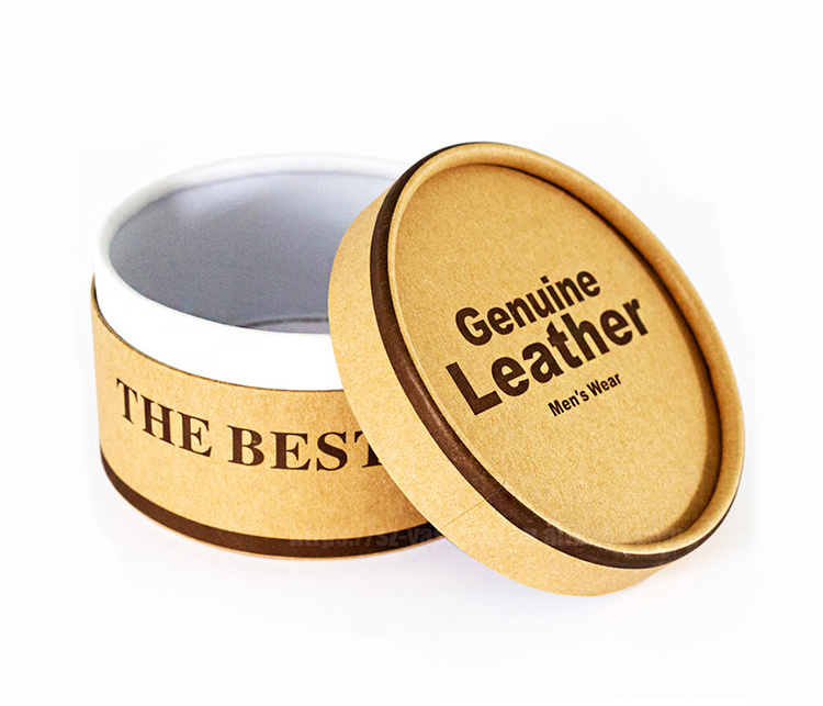 Leather gift mailer packaging kraft paper round box for dress with tube lid custom shipping gift box