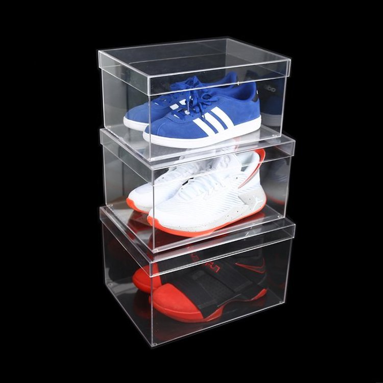 Custom Stackable clear acrylic shoe box Slide Out Clear Acrylic Shoe Sneaker Box for Shoe Box Display