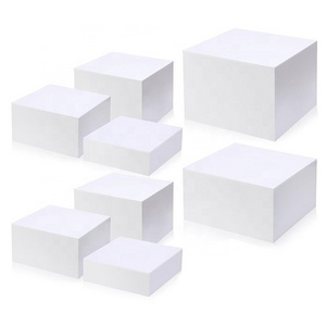 Custom White 5 Sided Square Acrylic Buffet Display Nesting Cube Food Display Acrylic Risers for Food Display One Set Of 8 Pieces