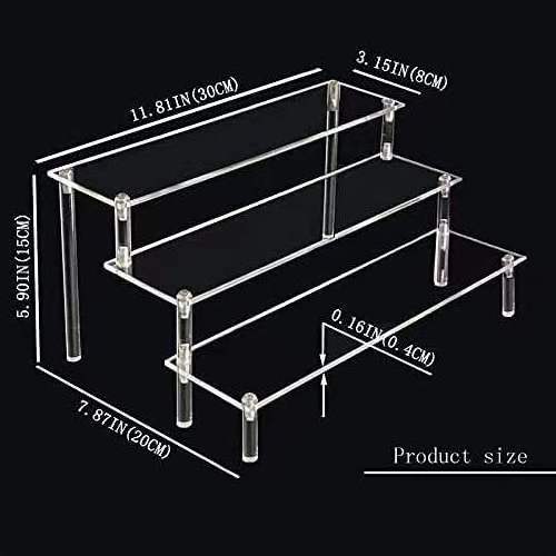 Acrylic Risers Display Stand 3 Tier Clear Acrylic Display Shelf for Figures Steps Display Shelves Perfume Holder Cupcake Stands