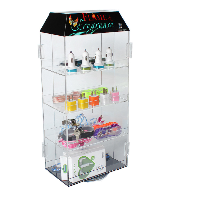 Custom Acrylic Mobile Phone Chargers Shelves Display Stand Cell Phone Accessories Display Cabinet case showcase