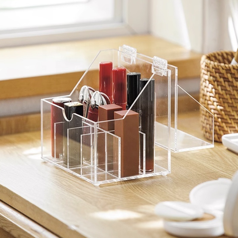 Clear Nail Polish Cosmetic Organizer Makeup Display Case with Lid Acrylic Lipstick Storage Box