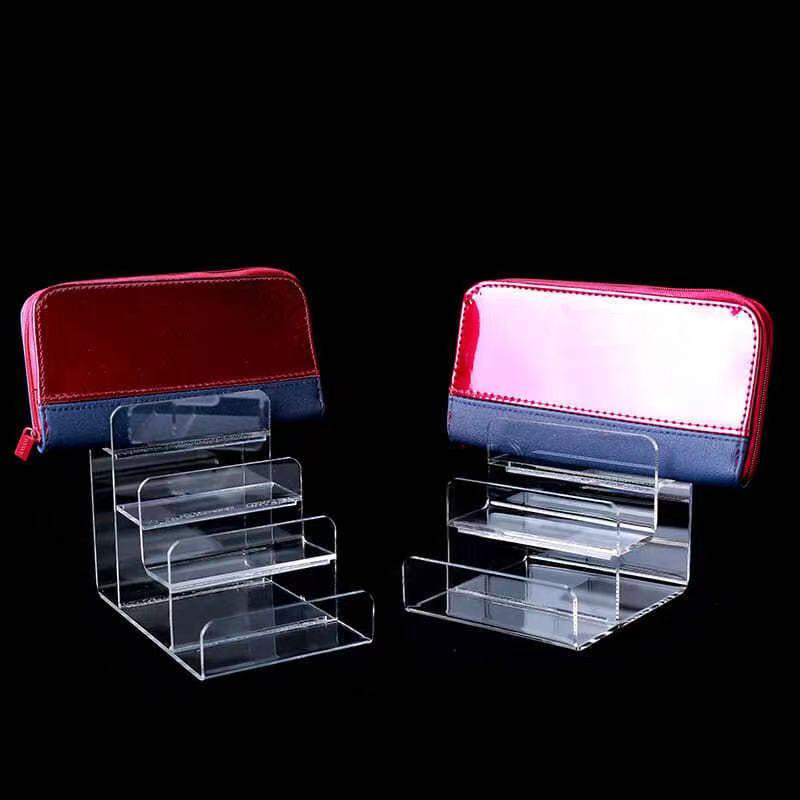 Factory Made Clear Acrylic Wallet Display Stand Holder Leather Handbag Purse Display Stand