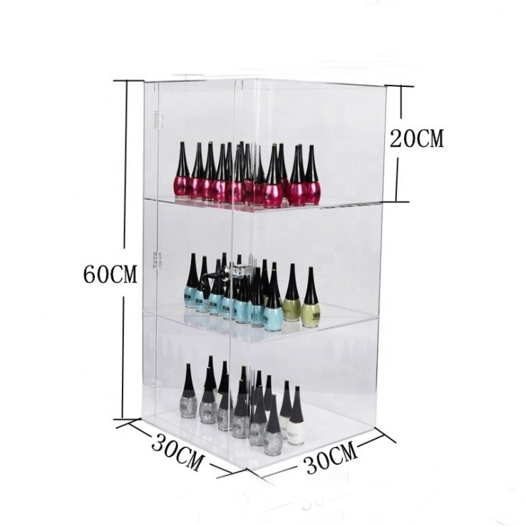 clear acrylic countertop display case / cabinet with 4 shelves and locking door Acrylic cosmetics Organizer Showcase for Retail