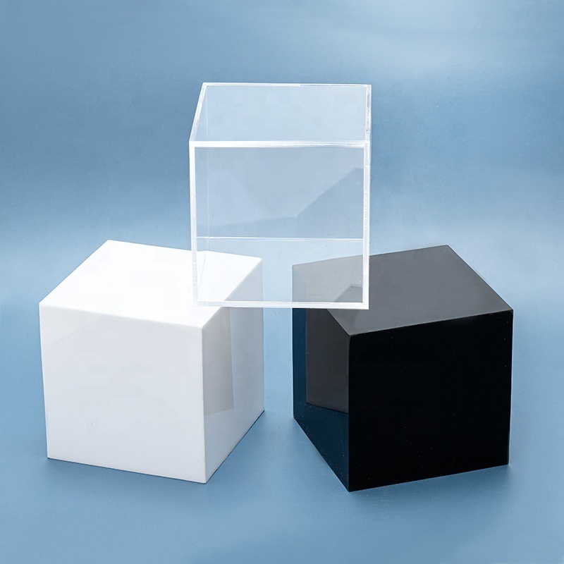 Premium Acrylic Food Display Stand White Buffet Acrylic Food Display Risers Cubes 5 Sides Boxes