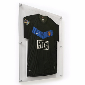 Wall mount acrylic jersey T-shirt frame wall mountable Acrylic Small Jersey Display Glass Frame Cabinet Case with Mirrored Back