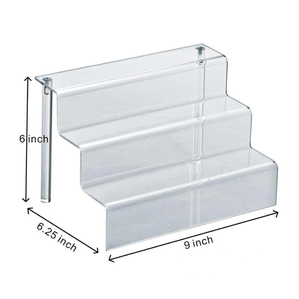 Acrylic Risers 9-inch W by 6.25-inch D Three-Tier Acrylic Step Display for Decoration and Organizer