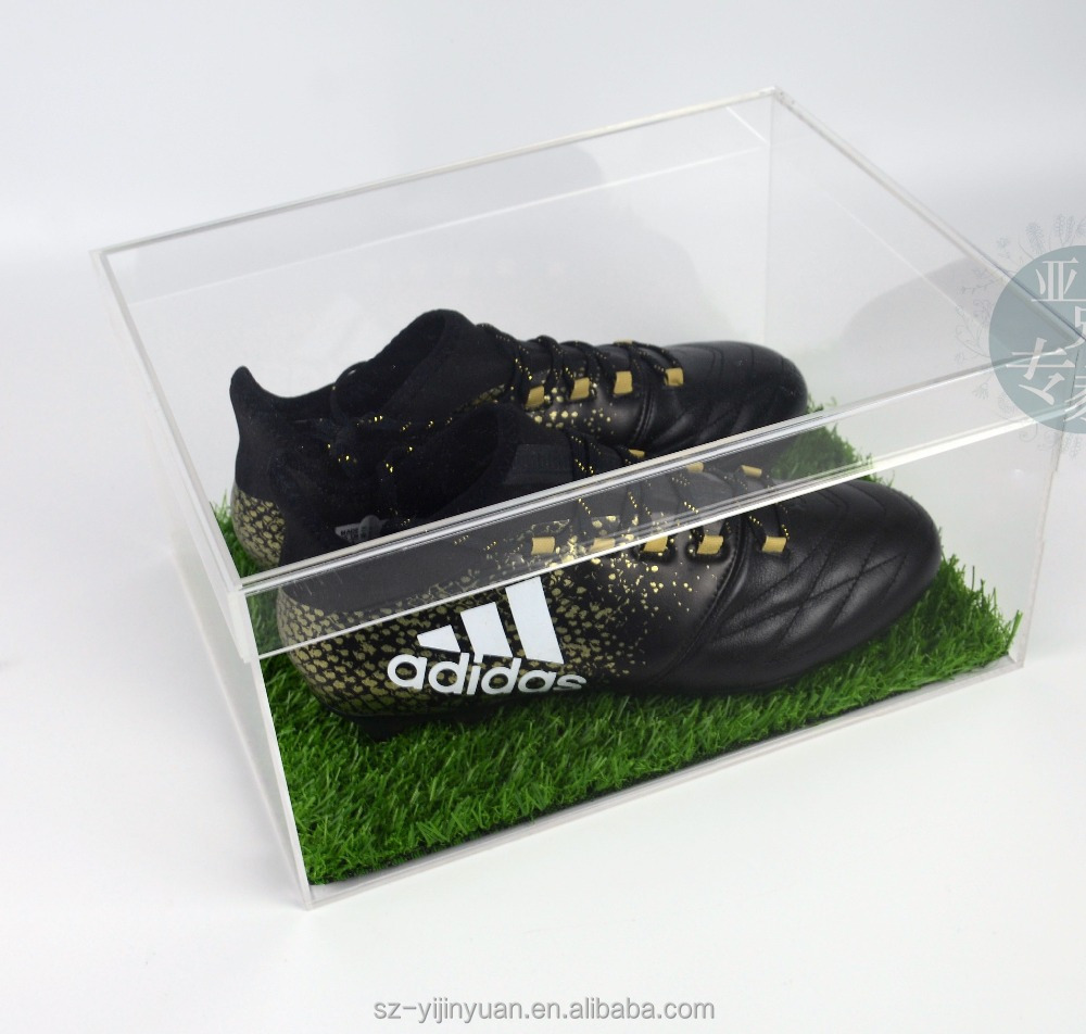 custom clear acrylic Football shoes display box case with lid