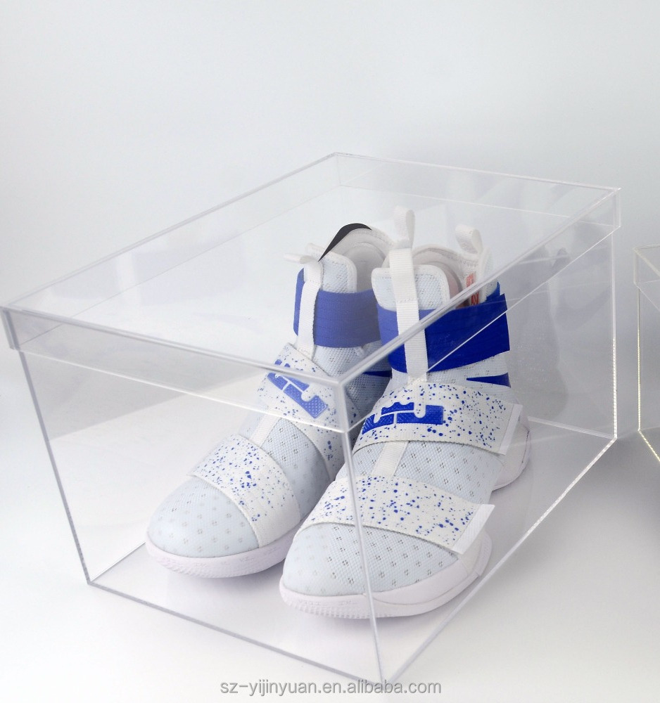 custom clear acrylic Football shoes display box case with lid