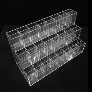 Clear Step Style Pencil Rack 3 Tier 48 Holes Acrylic Pen Pencil Display Stand