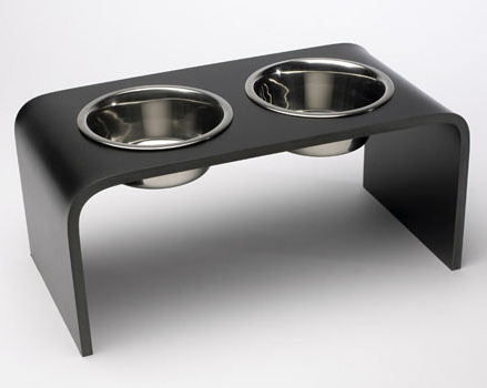 thermal bending acrylic pet feeder stand with bowls portable black acrylic elevated dog bowls/feeder stand