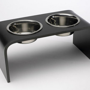 thermal bending acrylic pet feeder stand with bowls portable black acrylic elevated dog bowls/feeder stand