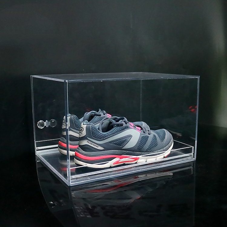 Factory Direct Selling Custom Clear Plexiglass Shoe Display Case Transparent Sliding Acrylic Sneaker Sport Shoe Box