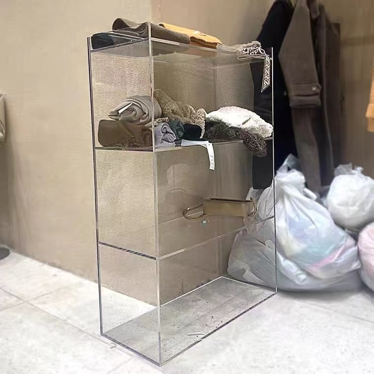 Transparent acrylic women's clothing store window display shelf shoe bag display cabinet display rack showcase for retail