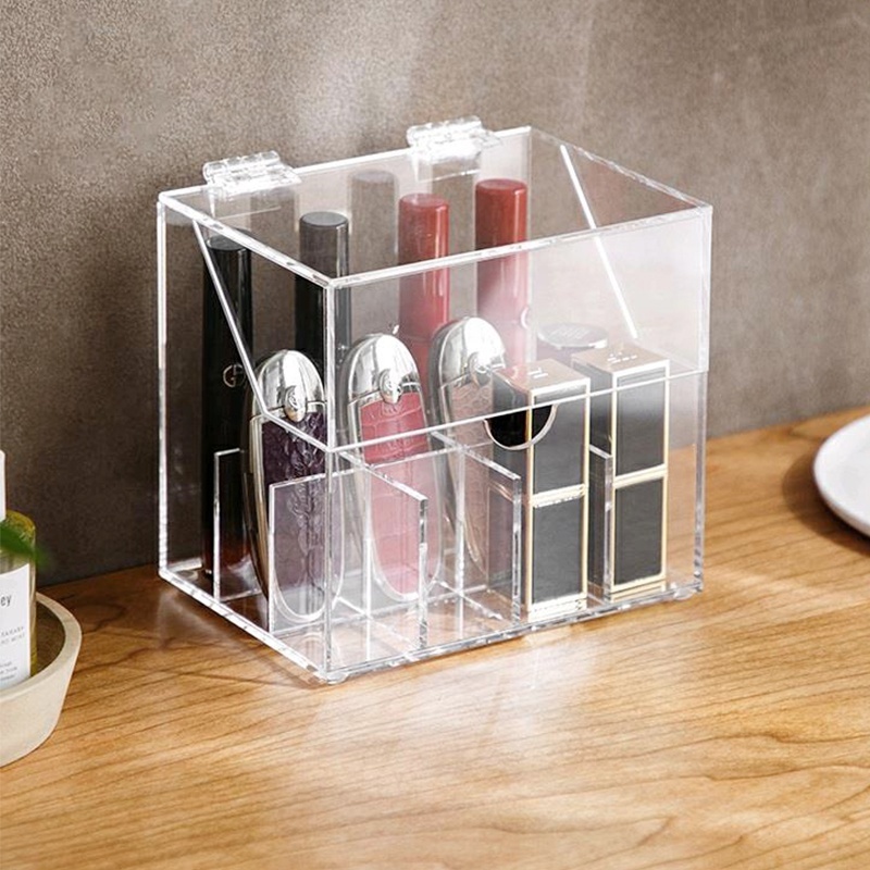 Clear Nail Polish Cosmetic Organizer Makeup Display Case with Lid Acrylic Lipstick Storage Box