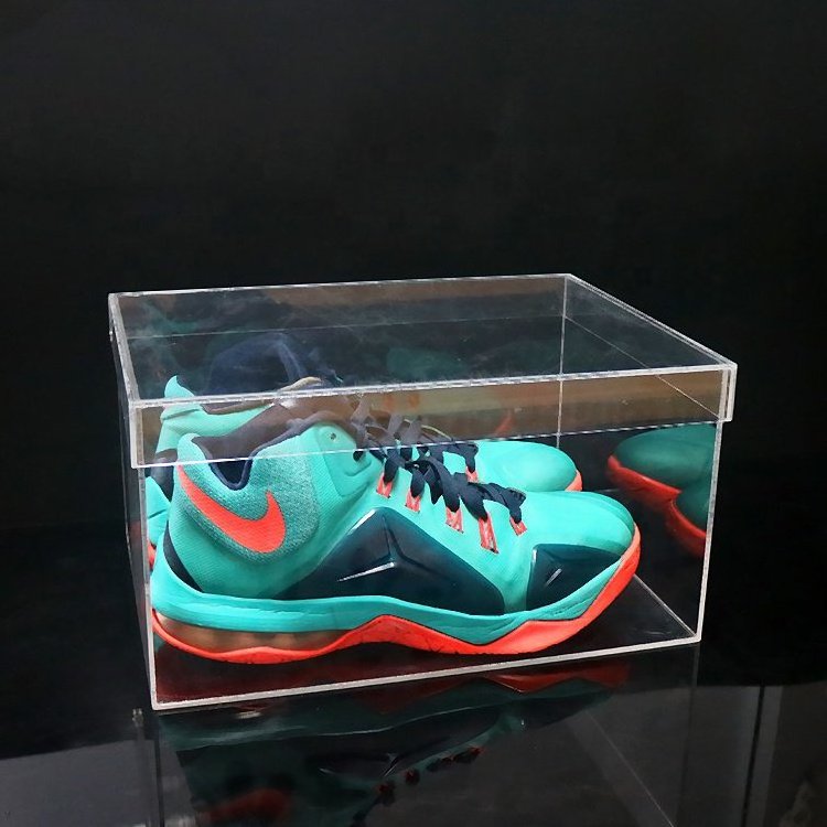 Factory Direct Selling Custom Clear Plexiglass Shoe Display Case Transparent Sliding Acrylic Sneaker Sport Shoe Box