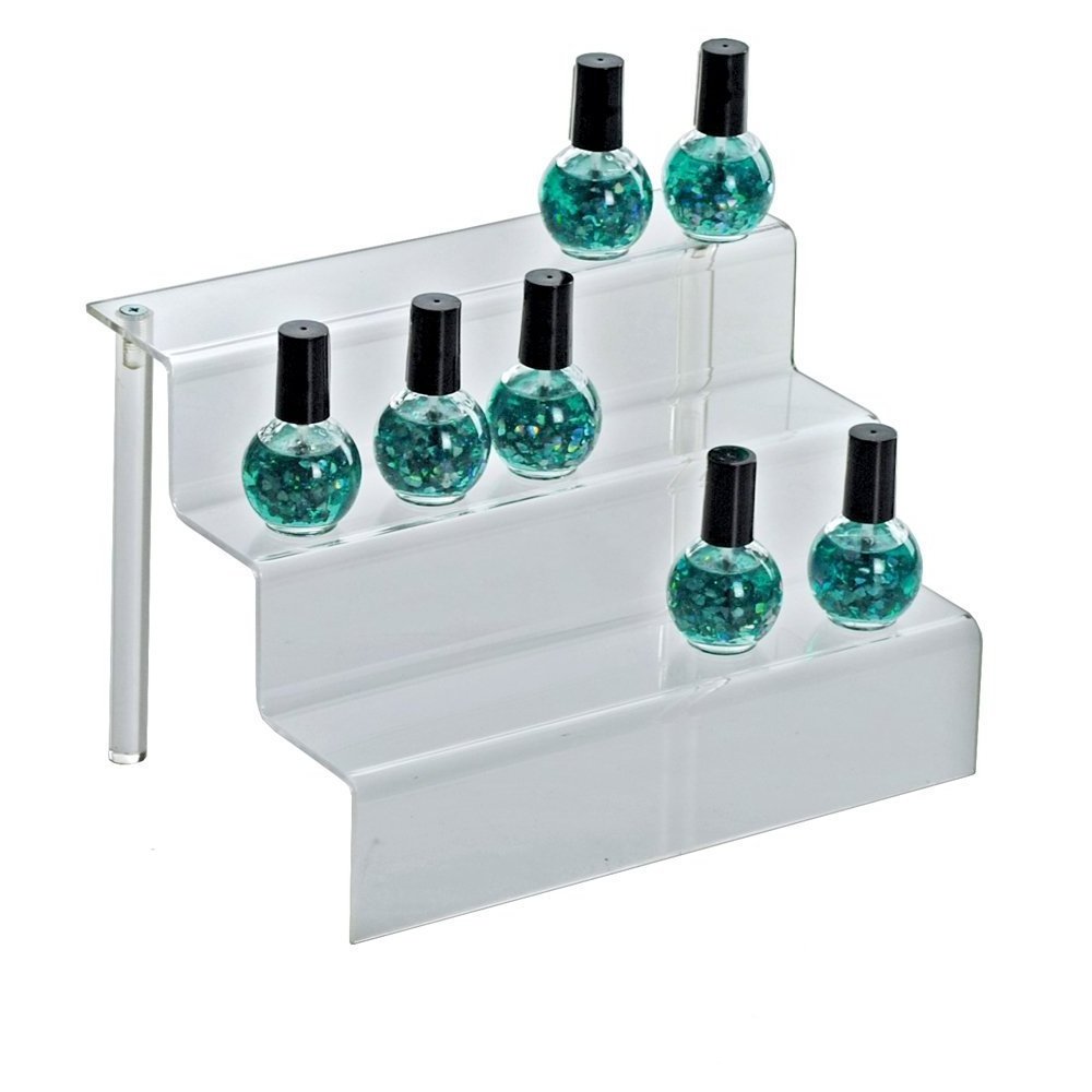 Acrylic Risers 9-inch W by 6.25-inch D Three-Tier Acrylic Step Display for Decoration and Organizer