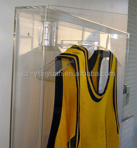 clear acrylic jersey display case with lock wall mountable acrylic sports jersey frame with hanger