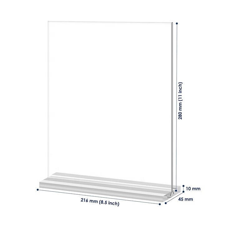 8.5W x 11H High Quality Tabletop Menu Display Stand Clear Desktop Stand Acrylic Sign Holder Acrylic Signage Board