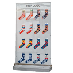 Customized Floor-standing socks shelf clear acrylic stockings display rack Christmas stocking rack for retail socks business