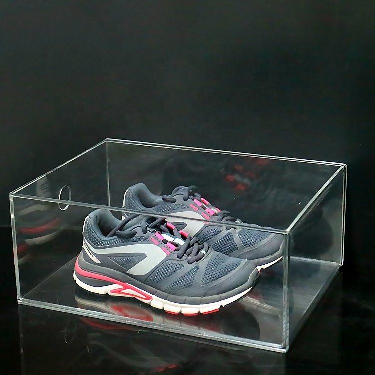 Factory Direct Selling Custom Clear Plexiglass Shoe Display Case Transparent Sliding Acrylic Sneaker Sport Shoe Box