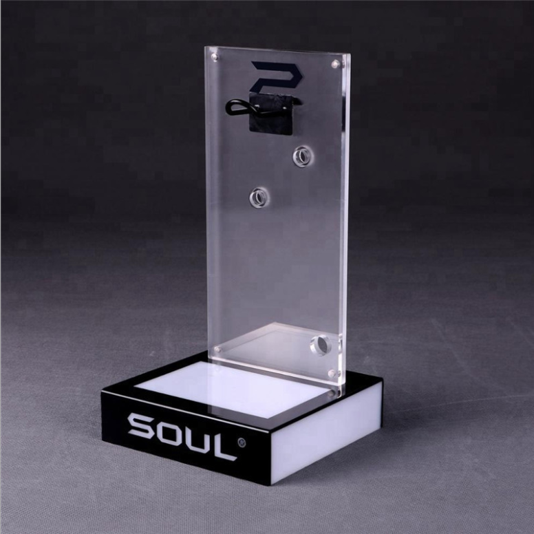 desktop custom logo led lighting acrylic display Base Advertising Light Boxes Display Stand Rack with Back Poster Holder