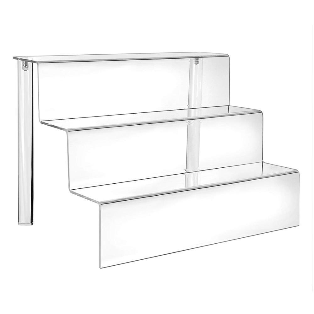 Acrylic Risers 9-inch W by 6.25-inch D Three-Tier Acrylic Step Display for Decoration and Organizer