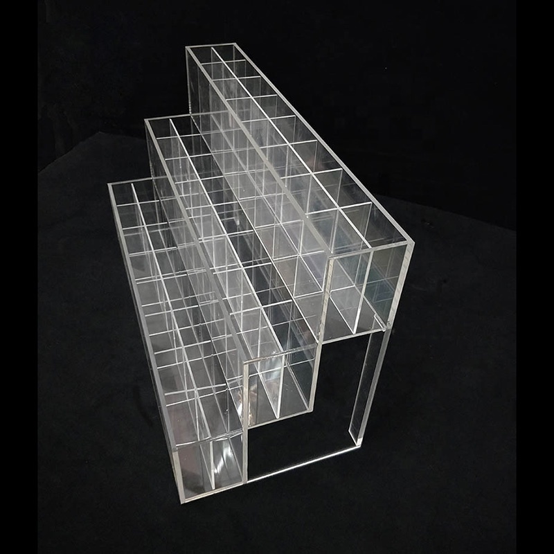 Clear Step Style Pencil Rack 3 Tier 48 Holes Acrylic Pen Pencil Display Stand