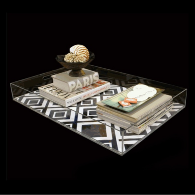 acrylic tray with handles and insert 12"x 12" acrylic serving tray acrylic hotel restaurant tray