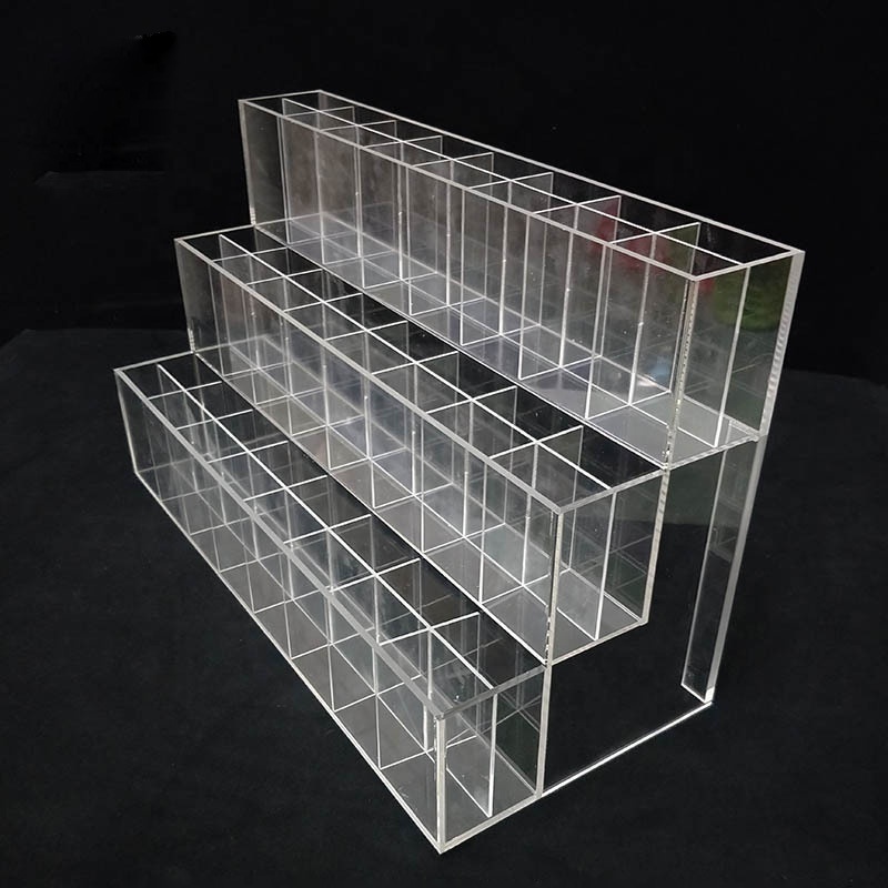 Clear Step Style Pencil Rack 3 Tier 48 Holes Acrylic Pen Pencil Display Stand