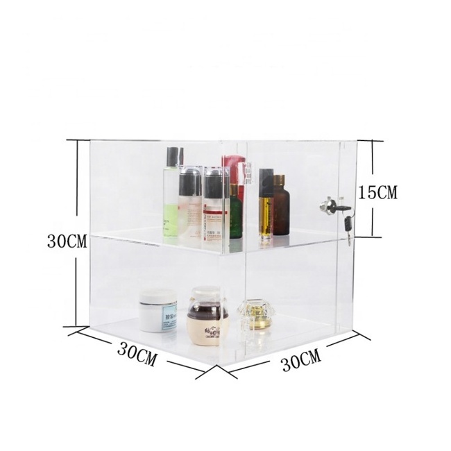 clear acrylic countertop display case / cabinet with 4 shelves and locking door Acrylic cosmetics Organizer Showcase for Retail