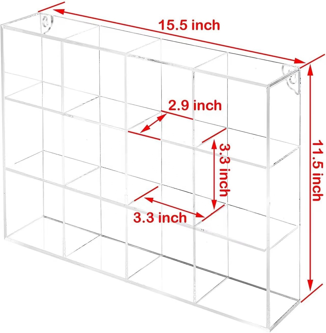 wall mounting acrylic display cabinet case with transparent shelves