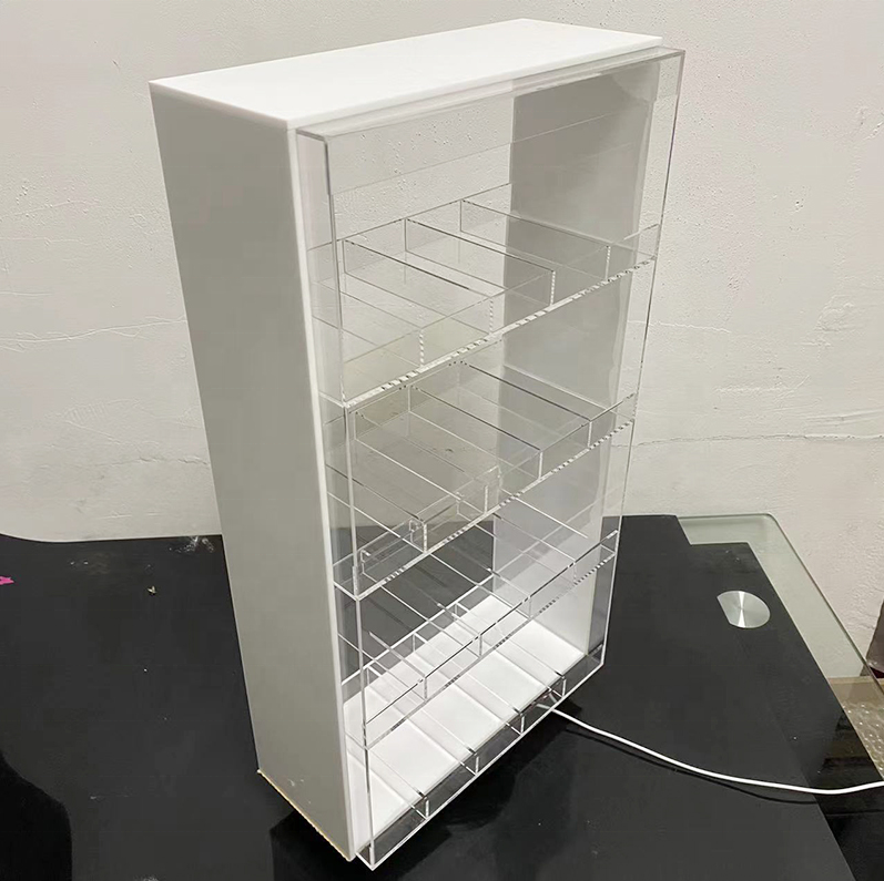 Counter Shelf Cigarette Pusher Acrylic Display Stands Smoke Shop Display Case With Stickers