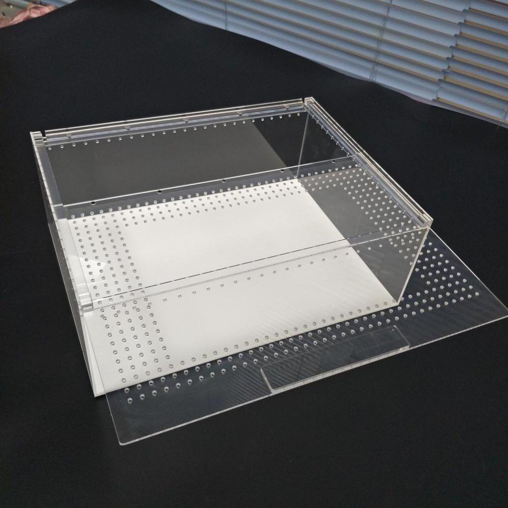 Acrylic terrarium pet display cases screen cage for reptile turtle hamster Breathable Big Acrylic Sliding Lid Clear Pet Box