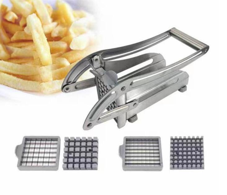 Stainless Steel 2-Blade French Fry Potato Cutter, No-Slip Suction Base, Perfect