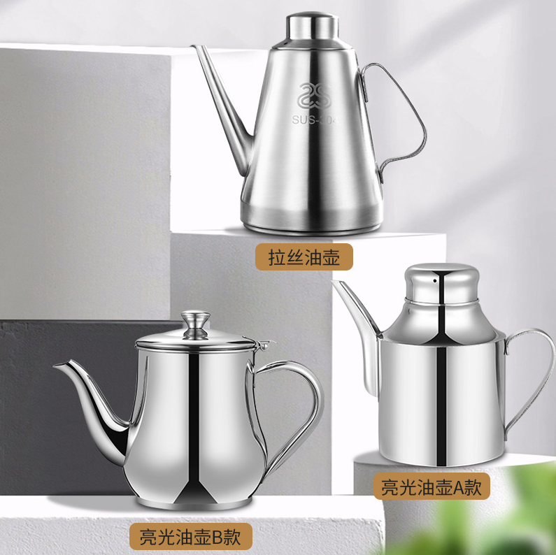 Olive Oil Dispenser Bottle Stainless Steel Drip-Free Pouring Oil Pot Storage Container for Salad and Kitchen Cooking