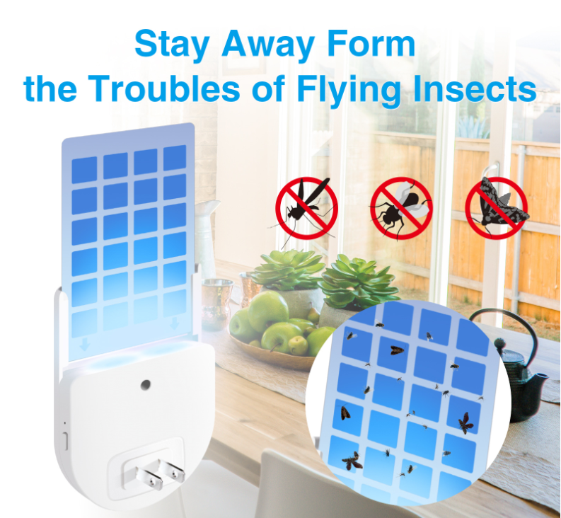 Rechargeable Plug-In Bug Light Trap Indoor Fly Trap for Mosquitoes Gnats Moths Houseflies Fruit Flies