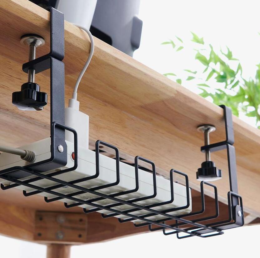 Under Desk Cable Management Tray No Drill - Under Desk Cable Organizer for Wire Management. Super Sturdy Desk Cable Rack