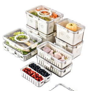 Fridge Food Storage Container with Lids, Plastic Fresh Produce Saver Keeper for Vegetable Fruit Berry Salad Lettuce Kitchen