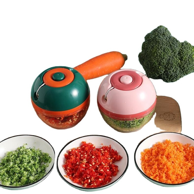 Manual Food Processor Vegetable Chopper,  Portable Hand Pull String Garlic Mincer Onion Cutter for Veggies, Ginger, Fruits, Nuts