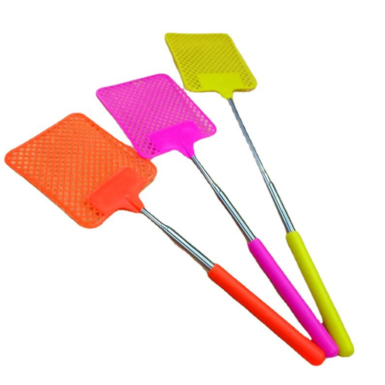 Fly Swatter, Upgraded Manual Heavy Duty Plastic Flyswatter with Extendable Stainless Steel Pole