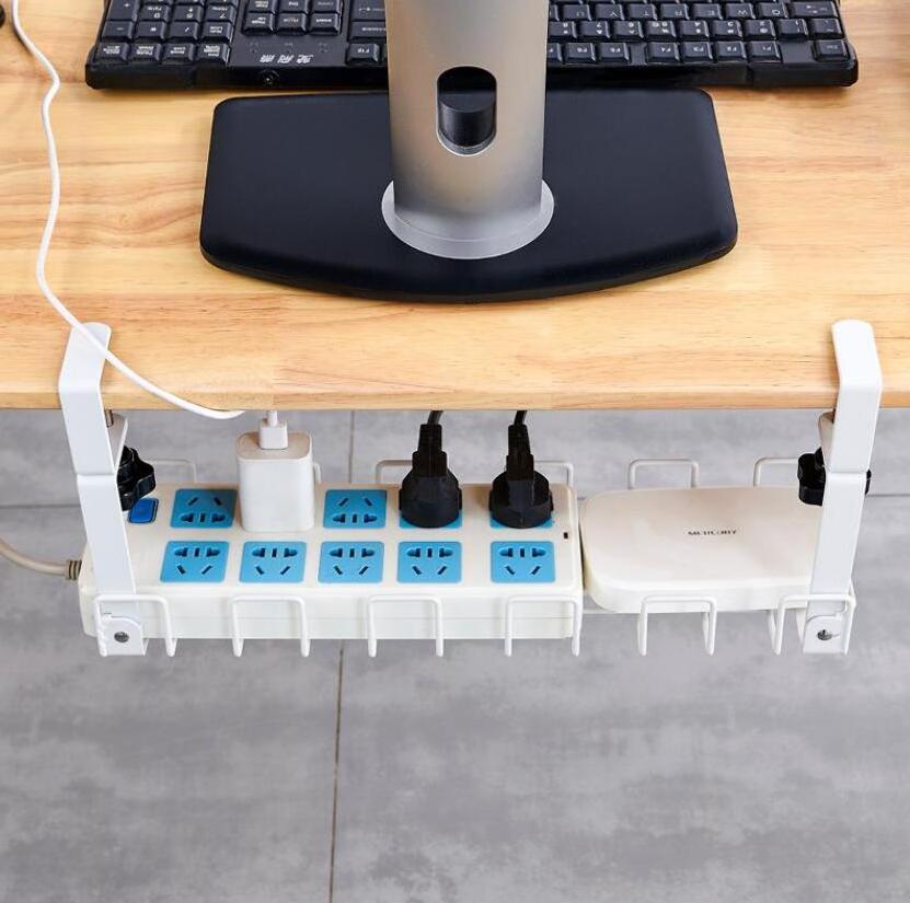 Under Desk Cable Management Tray No Drill - Under Desk Cable Organizer for Wire Management. Super Sturdy Desk Cable Rack